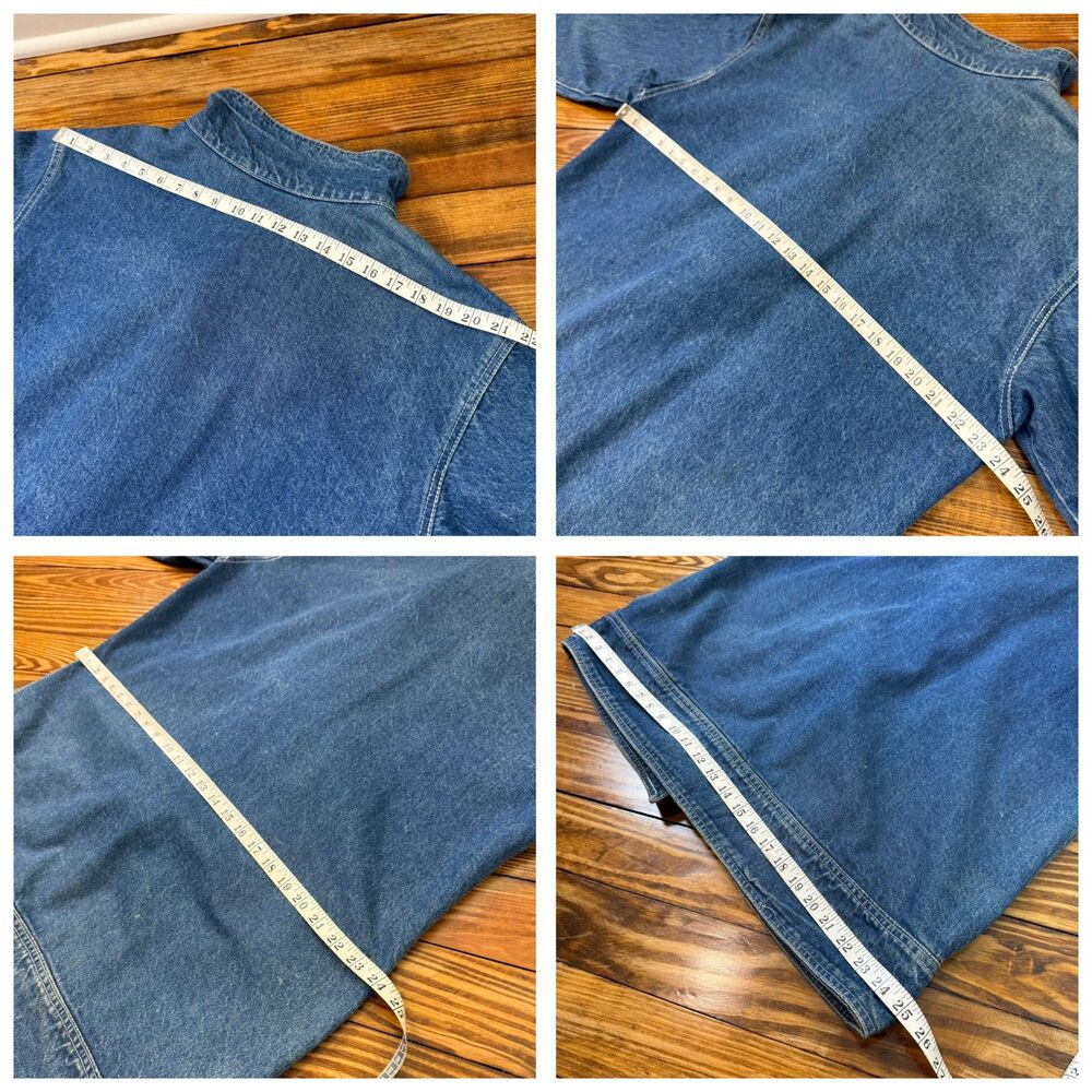 Vintage Denim Duffle Coat | USA Made, Wood Toggle 100% Cotton Jean Jacket - Picture 11 of 12